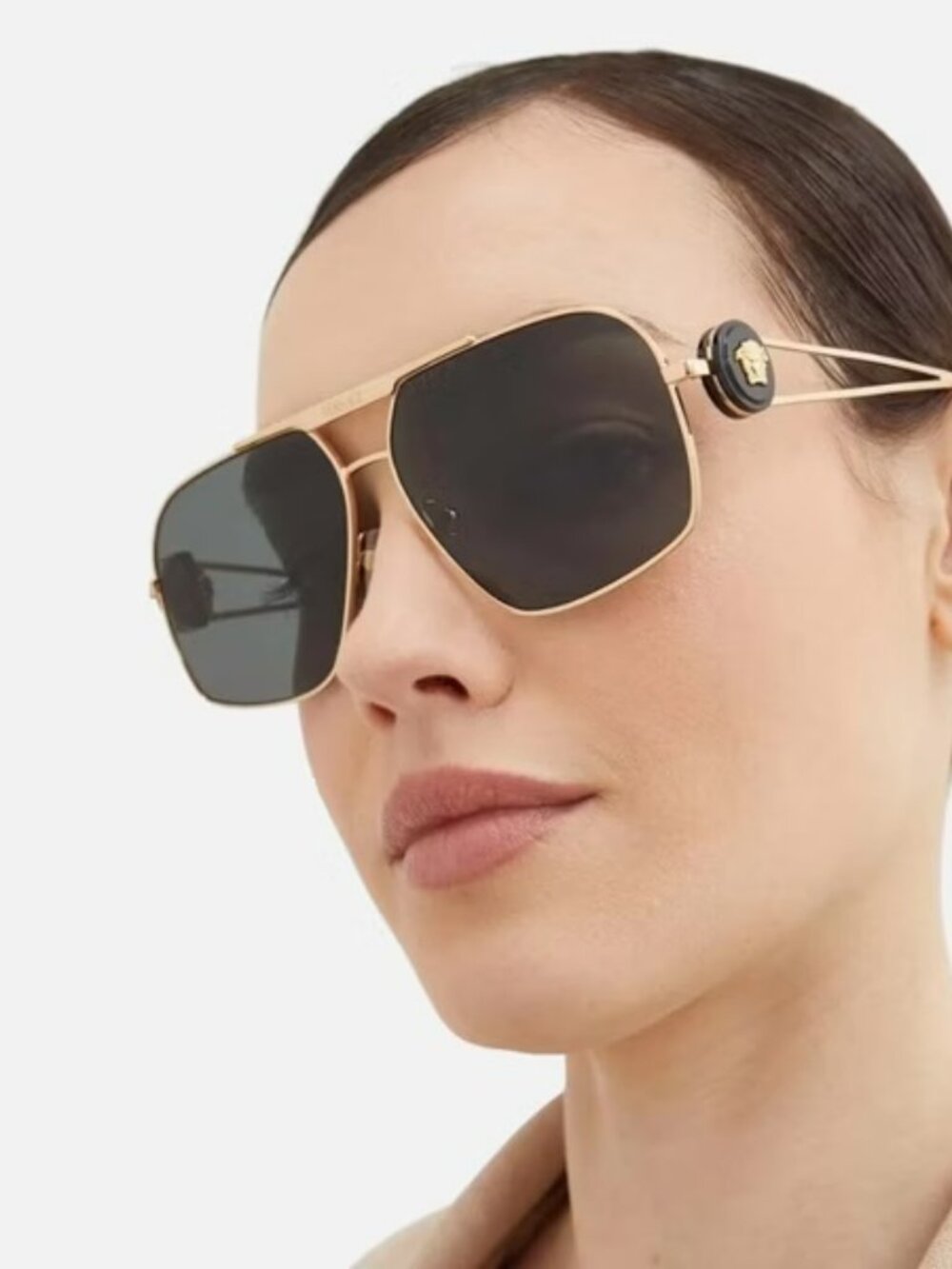VERSACE VE2269 100287 GOLD DARK GREY PILOT SUNGLASSES